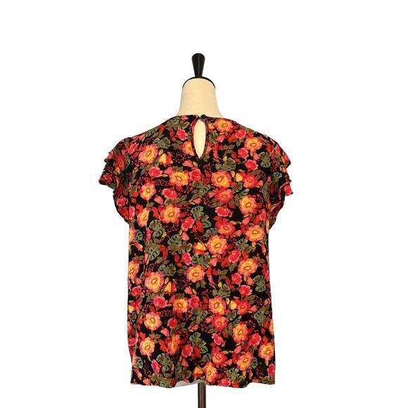 Cynthia Rowley- Floral Flutter Sleeve Shirt- Size Large - Picture 2 of 3